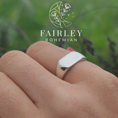solid 925 silver unisex plain signet ring